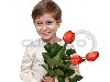 Мальчик с букетом цветов на белом фоне. - © g215