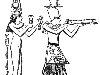 ... изображение Клеопатры и Юлия Цезаря в виде египетских богов.