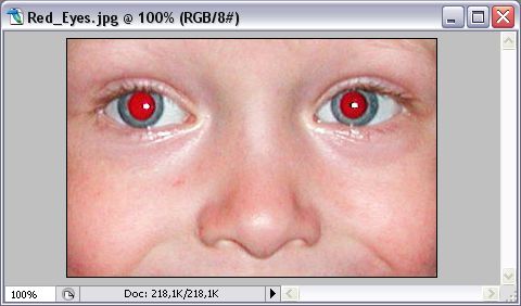 Убрать красные глаза на фото в фотошопе