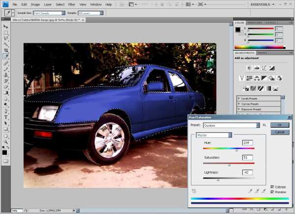 Как поменять цвет машины в фотошопе