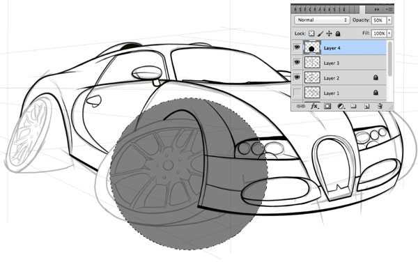 Рисунок машины в фотошопе